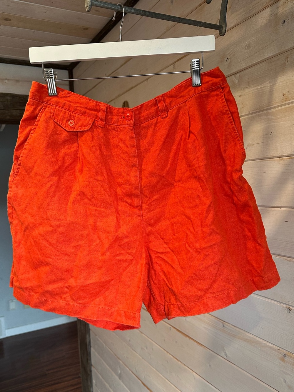 Lauren Ralph Lauren | Vibrant Orange High Rise Linen Shorts